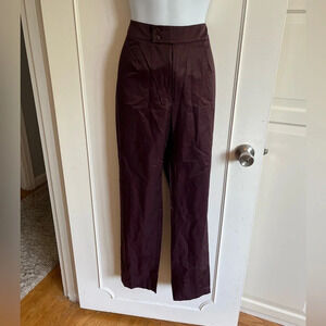 Club Monaco cotton/nylon casual pants burgundy size 10. Office wear light weught